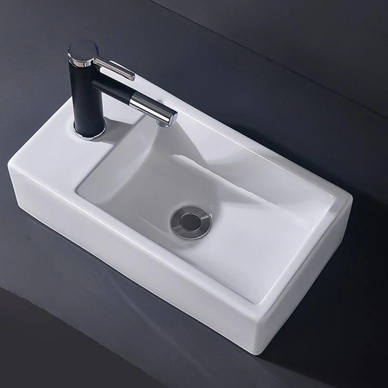 Modern Vessel Bathroom Sink Rectangular Porcelain Basin Sink (Not Include Tap) -Bathlova