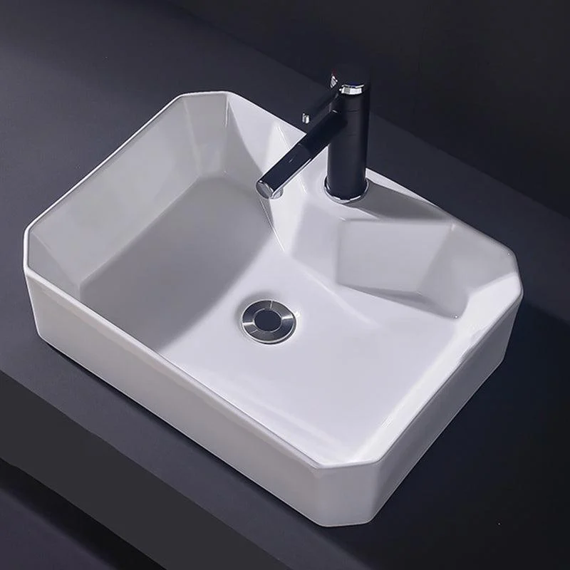 Modern Vessel Bathroom Sink Rectangular Porcelain Basin Sink (Not Include Tap) -Bathlova