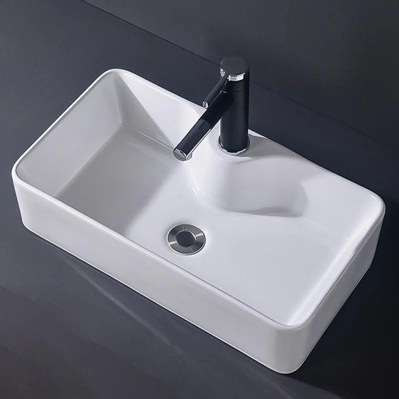 Modern Vessel Bathroom Sink Rectangular Porcelain Basin Sink (Not Include Tap) -Bathlova