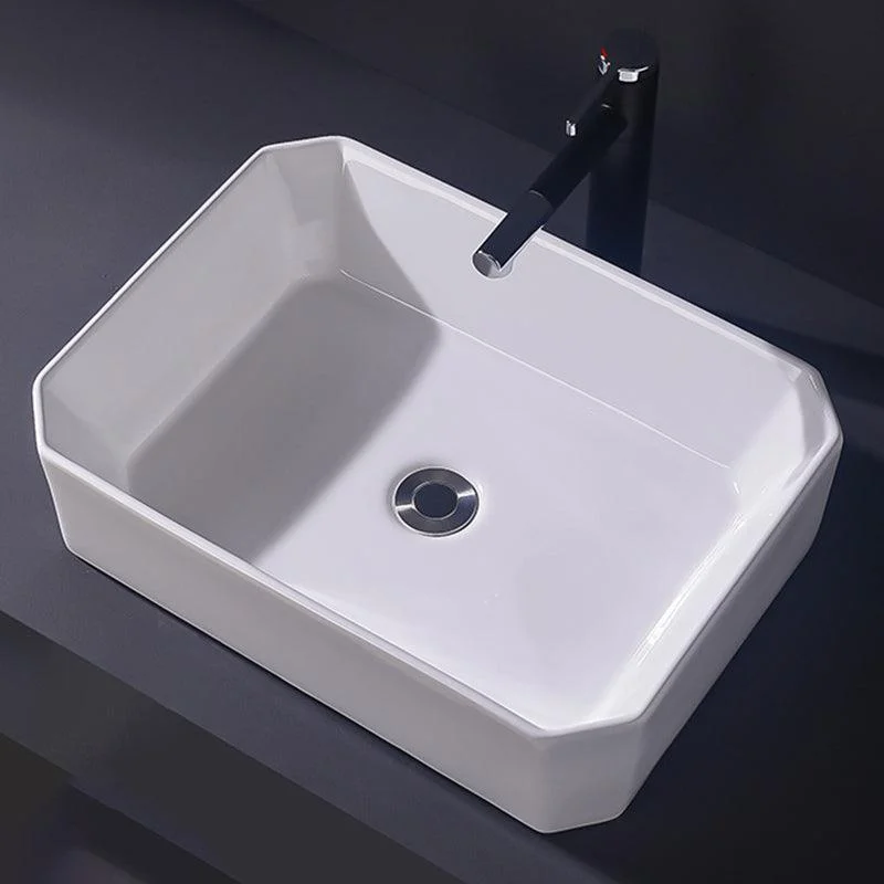 Modern Vessel Bathroom Sink Rectangular Porcelain Basin Sink (Not Include Tap) -Bathlova