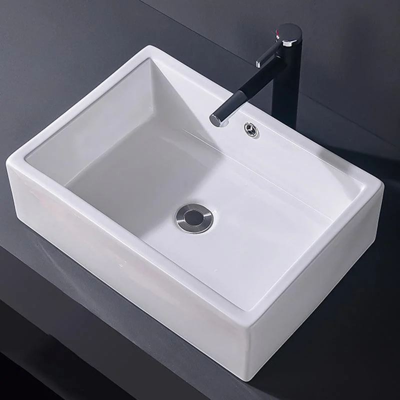 Modern Vessel Bathroom Sink Rectangular Porcelain Basin Sink (Not Include Tap) -Bathlova