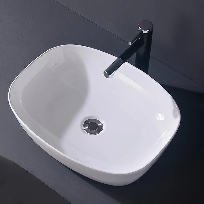 Modern Vessel Bathroom Sink Rectangular Porcelain Basin Sink (Not Include Tap) -Bathlova