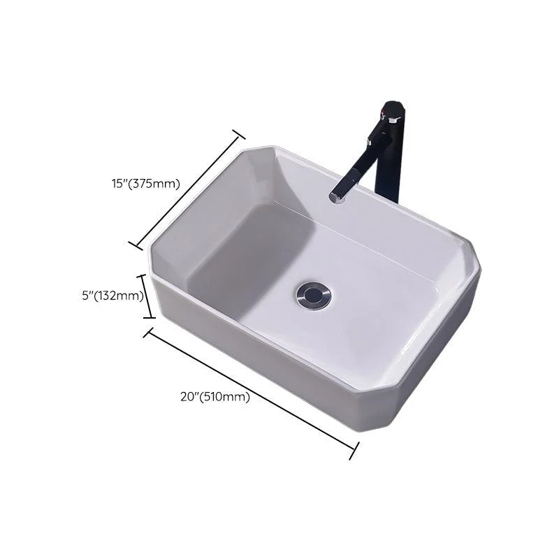 Modern Vessel Bathroom Sink Rectangular Porcelain Basin Sink (Not Include Tap) -Bathlova