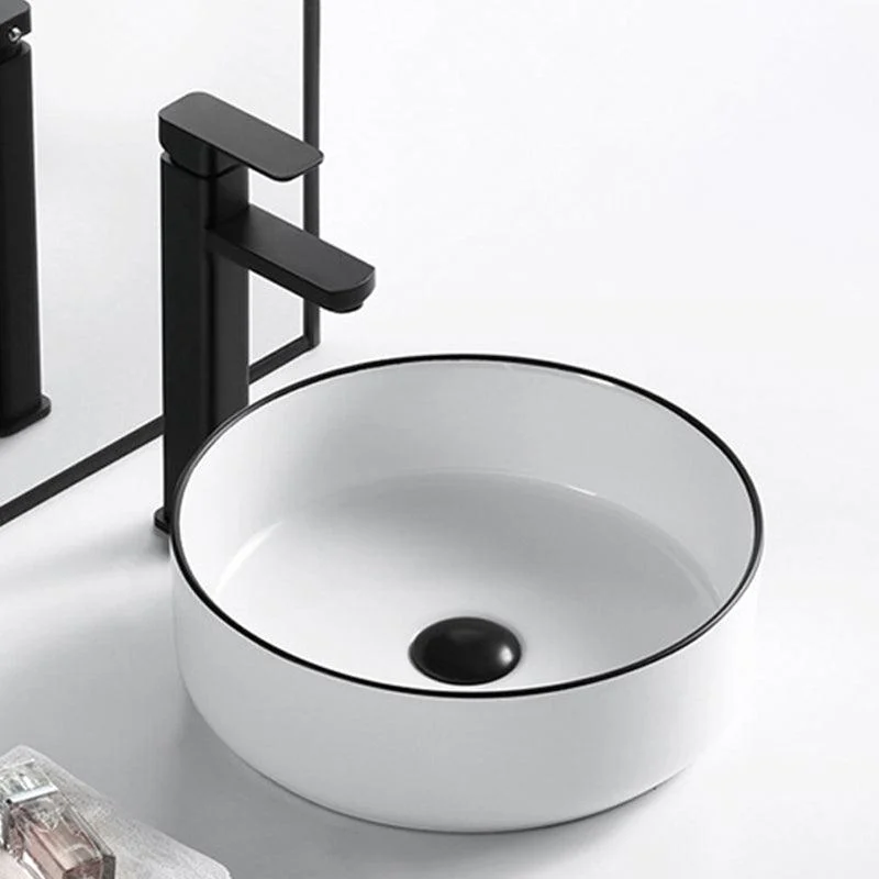 Modern Vessel Bathroom Sink Rectangular Porcelain Drain Assembly and Tap Wash Stand -Bathlova