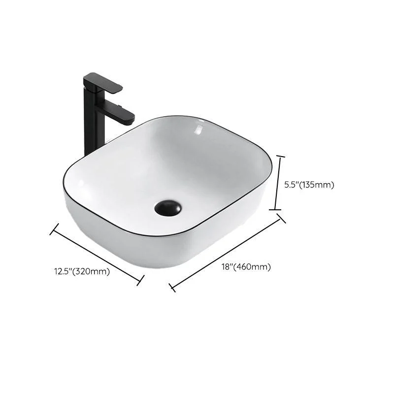 Modern Vessel Bathroom Sink Rectangular Porcelain Drain Assembly and Tap Wash Stand -Bathlova