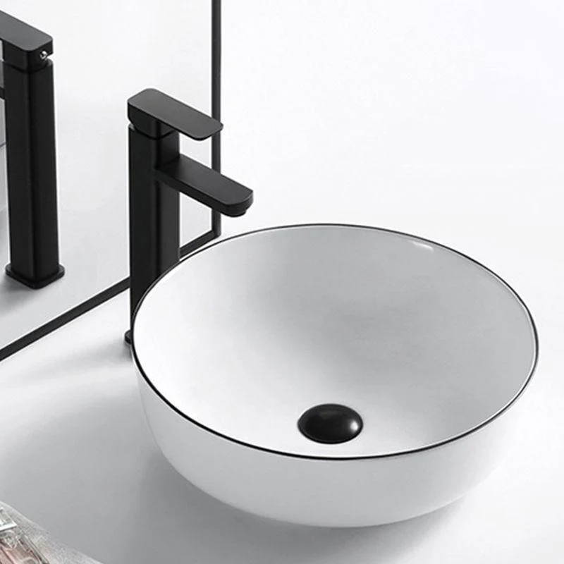 Modern Vessel Bathroom Sink Rectangular Porcelain Drain Assembly and Tap Wash Stand -Bathlova