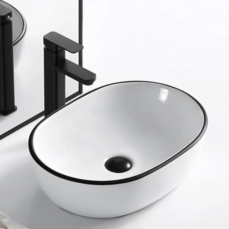 Modern Vessel Bathroom Sink Rectangular Porcelain Drain Assembly and Tap Wash Stand -Bathlova