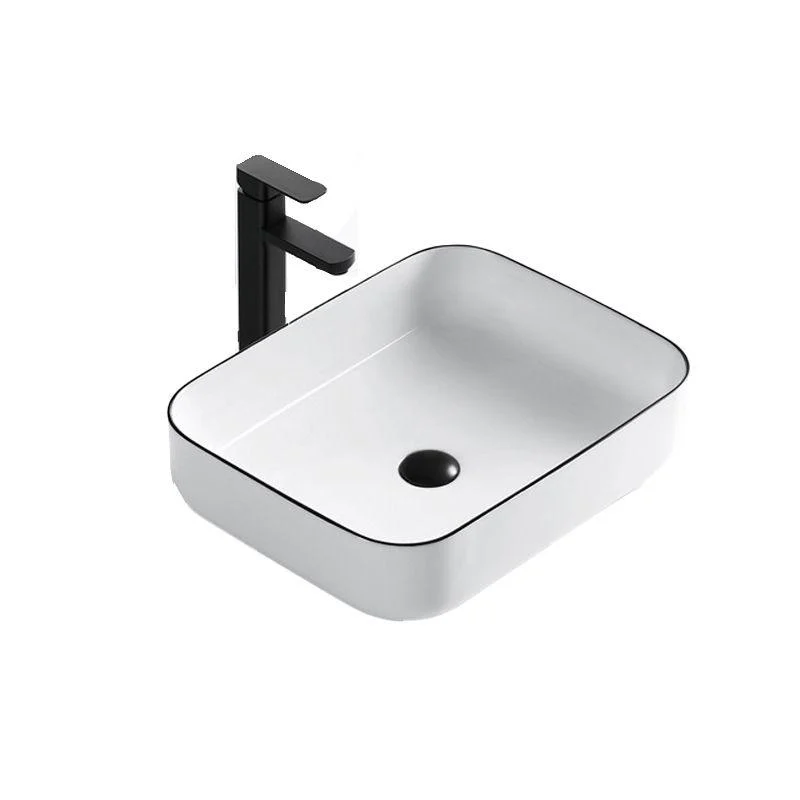 Modern Vessel Bathroom Sink Rectangular Porcelain Drain Assembly and Tap Wash Stand -Bathlova