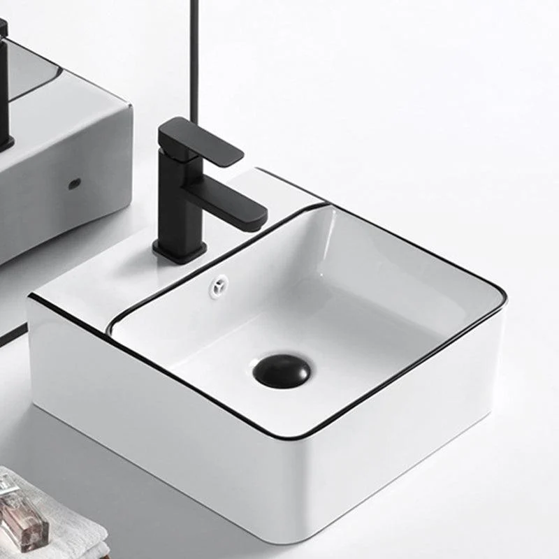 Modern Vessel Bathroom Sink Rectangular Porcelain Drain Assembly and Tap Wash Stand -Bathlova