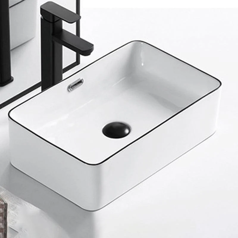 Modern Vessel Bathroom Sink Rectangular Porcelain Drain Assembly and Tap Wash Stand -Bathlova