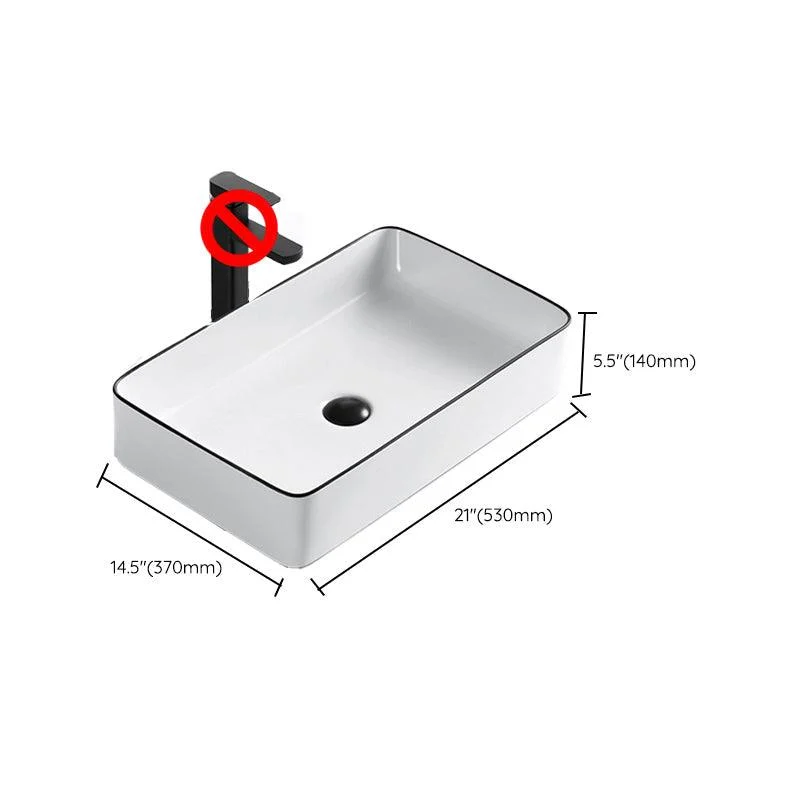 Modern Vessel Bathroom Sink Rectangular Porcelain Drain Assembly and Tap Wash Stand -Bathlova