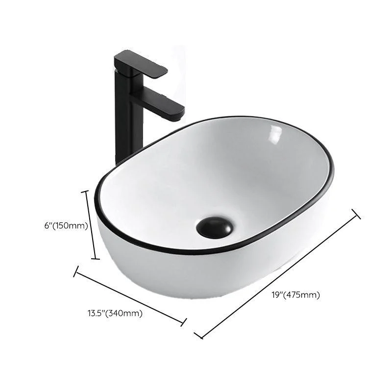 Modern Vessel Bathroom Sink Rectangular Porcelain Drain Assembly and Tap Wash Stand -Bathlova