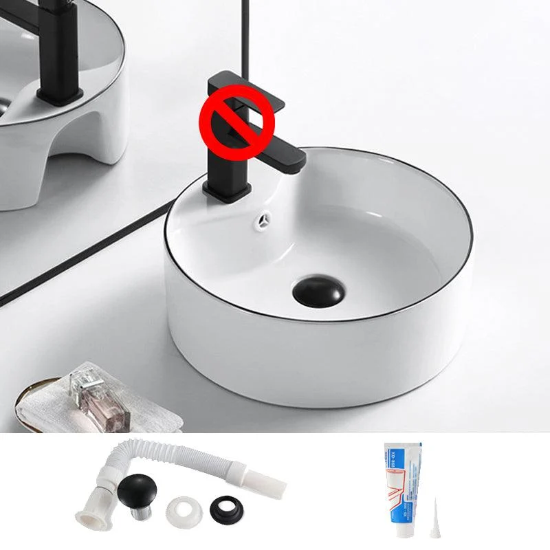 Modern Vessel Bathroom Sink Rectangular Porcelain Drain Assembly and Tap Wash Stand -Bathlova