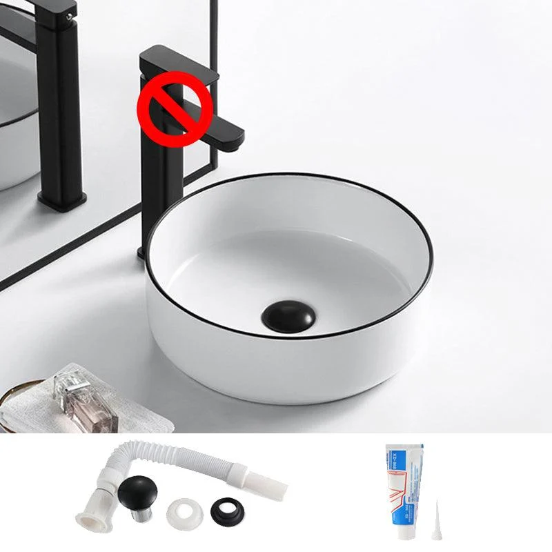 Modern Vessel Bathroom Sink Rectangular Porcelain Drain Assembly and Tap Wash Stand -Bathlova