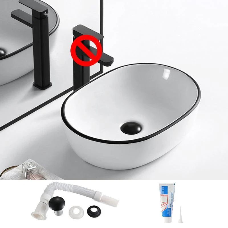 Modern Vessel Bathroom Sink Rectangular Porcelain Drain Assembly and Tap Wash Stand -Bathlova