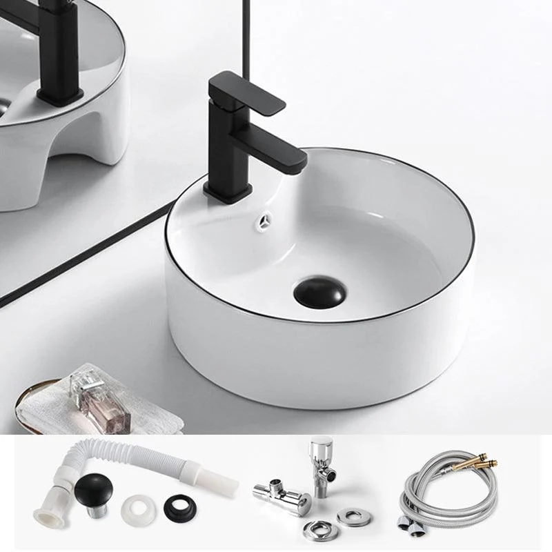 Modern Vessel Bathroom Sink Rectangular Porcelain Drain Assembly and Tap Wash Stand -Bathlova