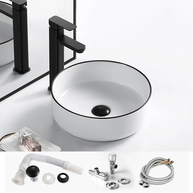 Modern Vessel Bathroom Sink Rectangular Porcelain Drain Assembly and Tap Wash Stand -Bathlova