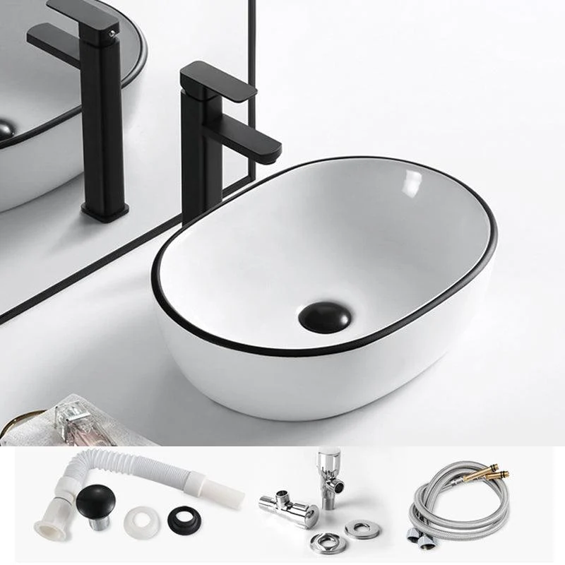 Modern Vessel Bathroom Sink Rectangular Porcelain Drain Assembly and Tap Wash Stand -Bathlova