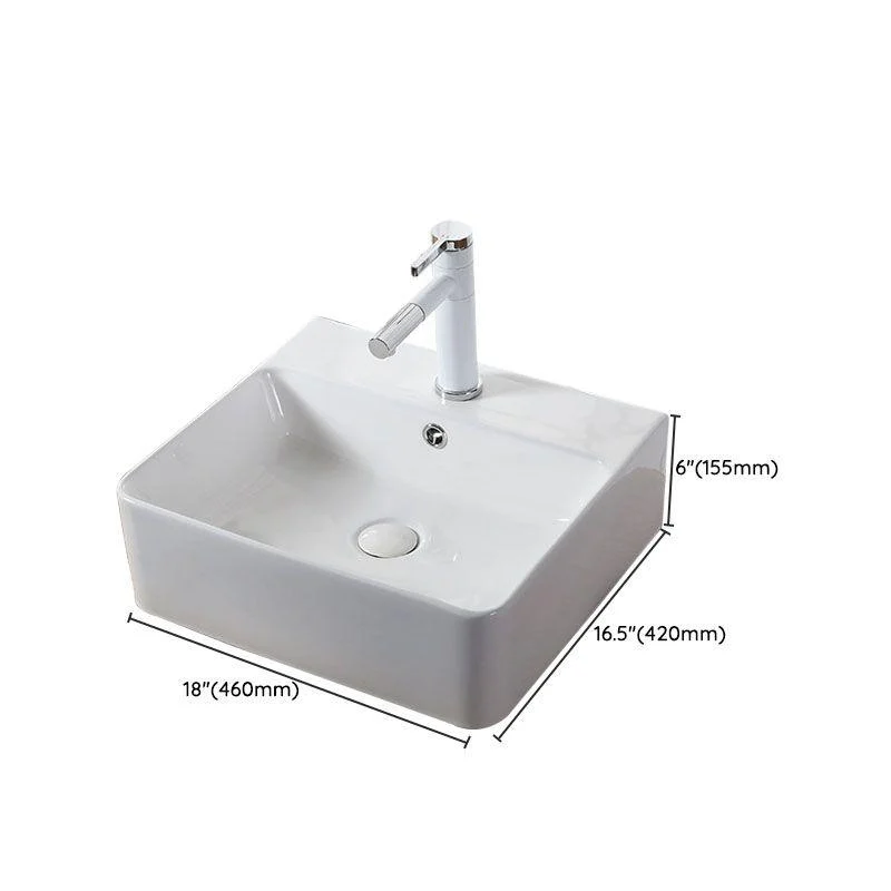 Modern Vessel Bathroom Sink Rectangular Porcelain Drain Vessel Sink(Not Included Tap) -Bathlova