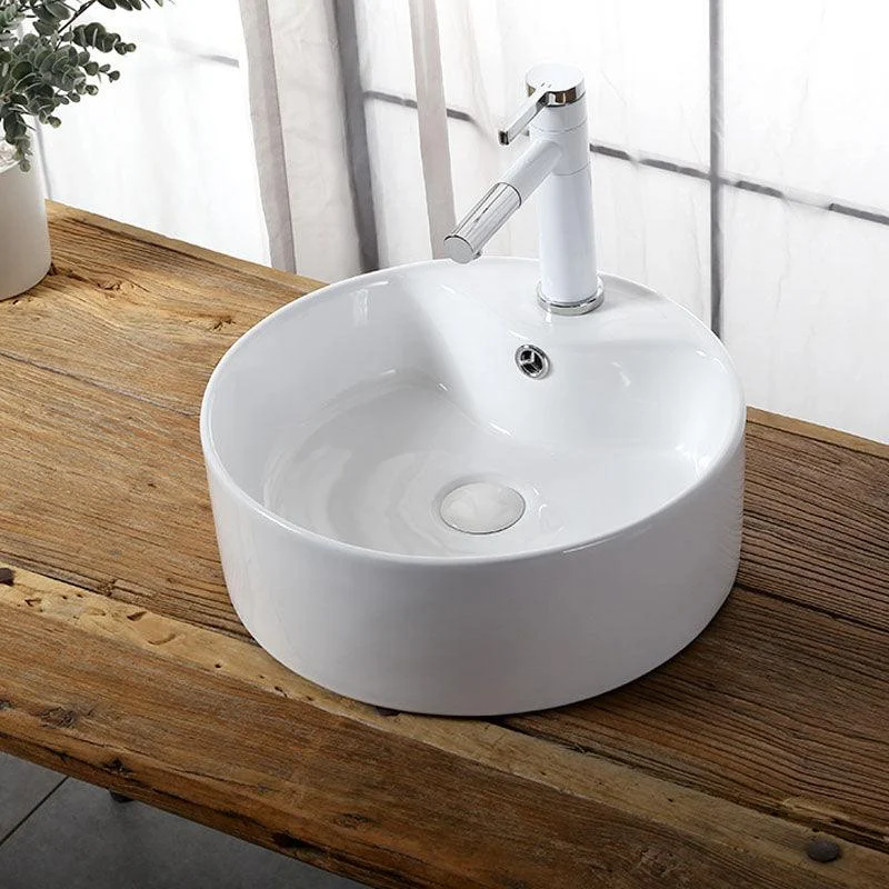 Modern Vessel Bathroom Sink Rectangular Porcelain Drain Vessel Sink(Not Included Tap) -Bathlova