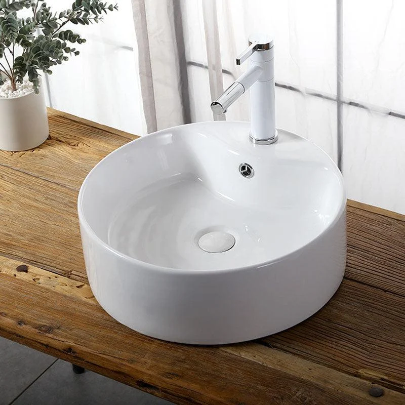 Modern Vessel Bathroom Sink Rectangular Porcelain Drain Vessel Sink(Not Included Tap) -Bathlova