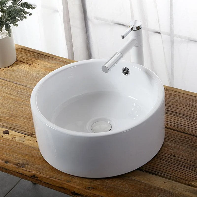 Modern Vessel Bathroom Sink Rectangular Porcelain Drain Vessel Sink(Not Included Tap) -Bathlova