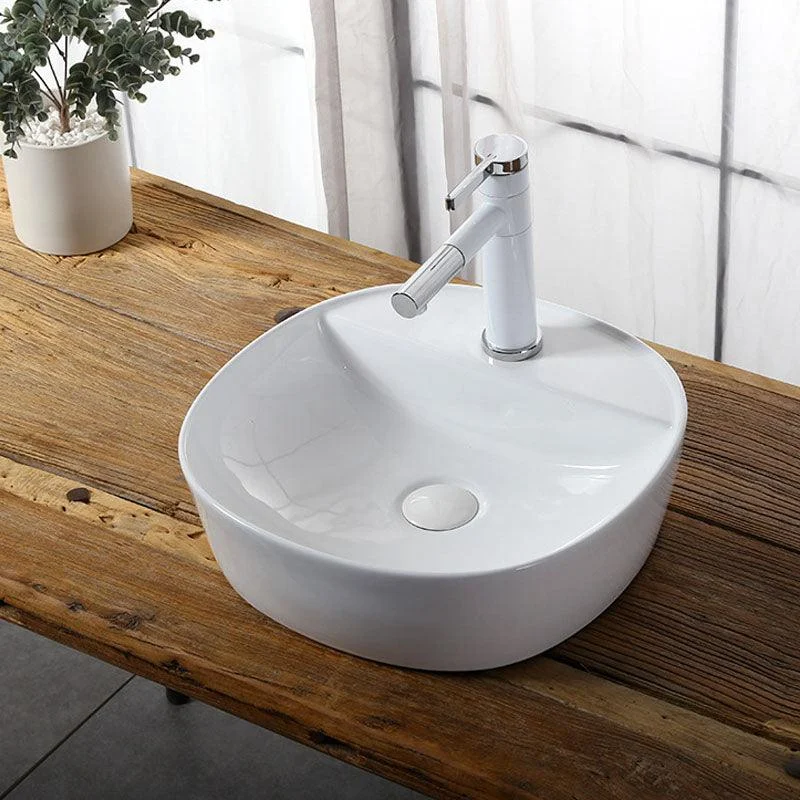 Modern Vessel Bathroom Sink Rectangular Porcelain Drain Vessel Sink(Not Included Tap) -Bathlova