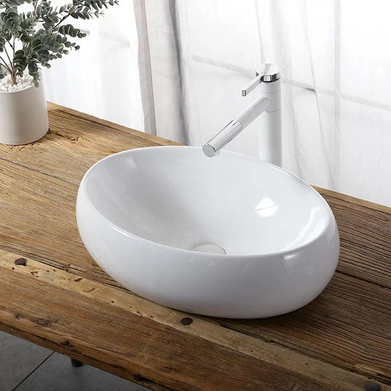 Modern Vessel Bathroom Sink Rectangular Porcelain Drain Vessel Sink(Not Included Tap) -Bathlova