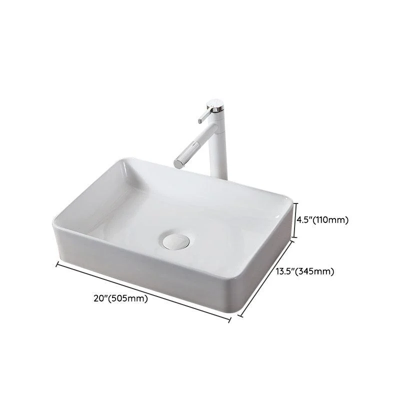 Modern Vessel Bathroom Sink Rectangular Porcelain Drain Vessel Sink(Not Included Tap) -Bathlova