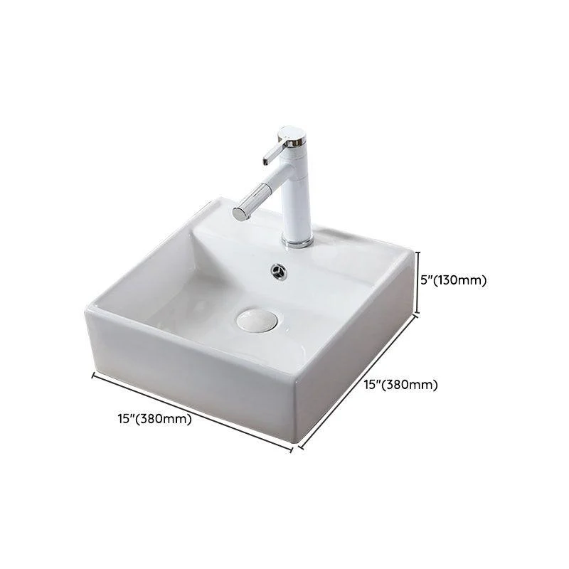 Modern Vessel Bathroom Sink Rectangular Porcelain Drain Vessel Sink(Not Included Tap) -Bathlova