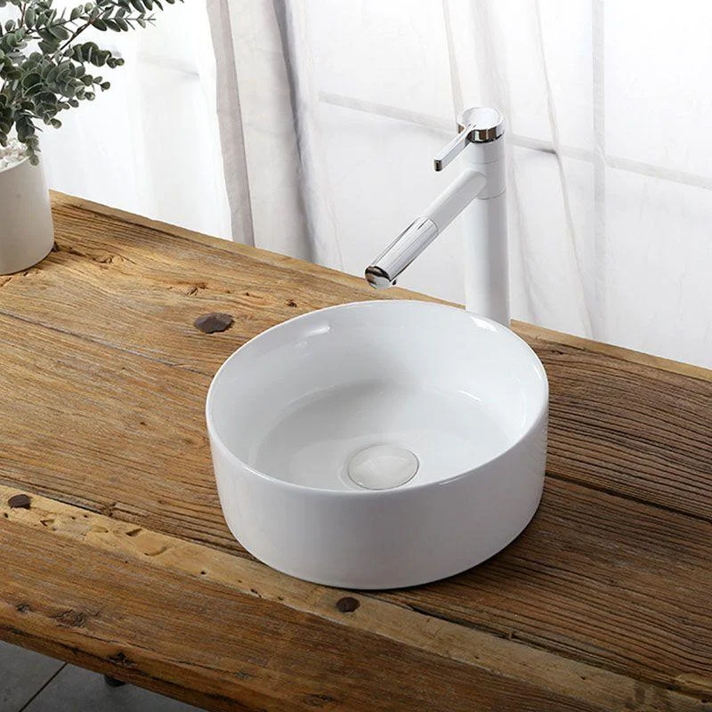 Modern Vessel Bathroom Sink Rectangular Porcelain Drain Vessel Sink(Not Included Tap) -Bathlova