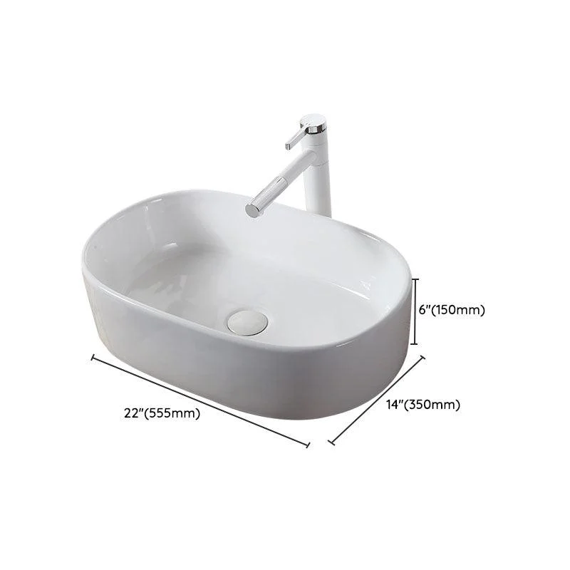 Modern Vessel Bathroom Sink Rectangular Porcelain Drain Vessel Sink(Not Included Tap) -Bathlova