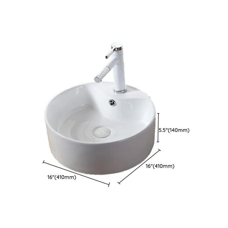 Modern Vessel Bathroom Sink Rectangular Porcelain Drain Vessel Sink(Not Included Tap) -Bathlova