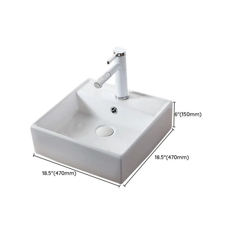 Modern Vessel Bathroom Sink Rectangular Porcelain Drain Vessel Sink(Not Included Tap) -Bathlova