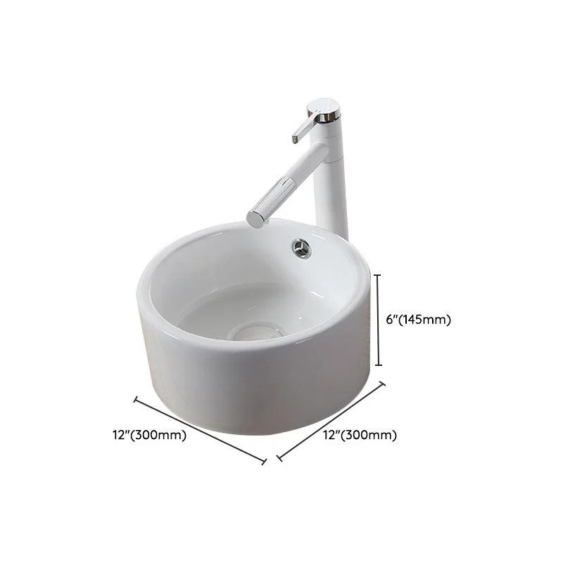 Modern Vessel Bathroom Sink Rectangular Porcelain Drain Vessel Sink(Not Included Tap) -Bathlova