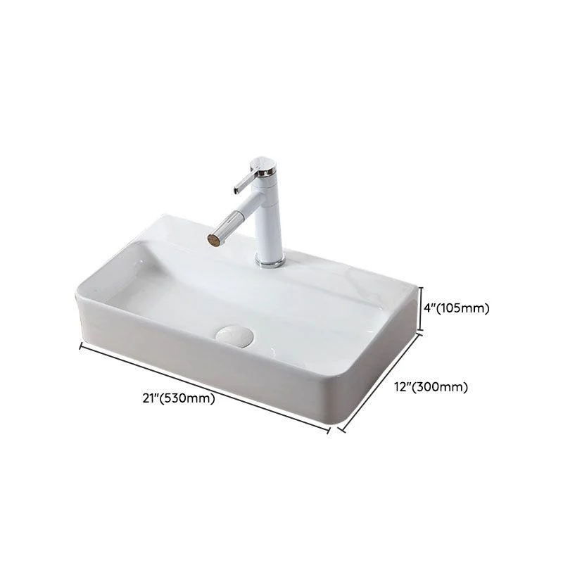 Modern Vessel Bathroom Sink Rectangular Porcelain Drain Vessel Sink(Not Included Tap) -Bathlova