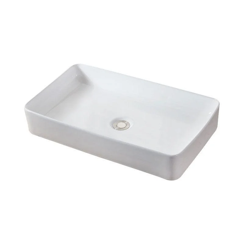 Modern Vessel Bathroom Sink Rectangular Porcelain Drain Vessel Sink(Not Included Tap) -Bathlova