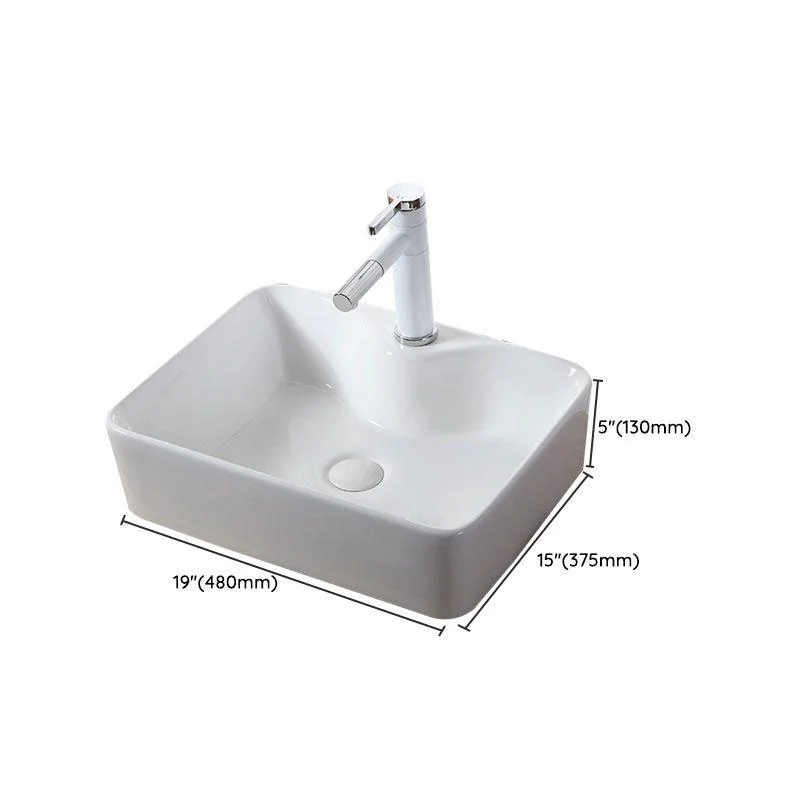 Modern Vessel Bathroom Sink Rectangular Porcelain Drain Vessel Sink(Not Included Tap) -Bathlova