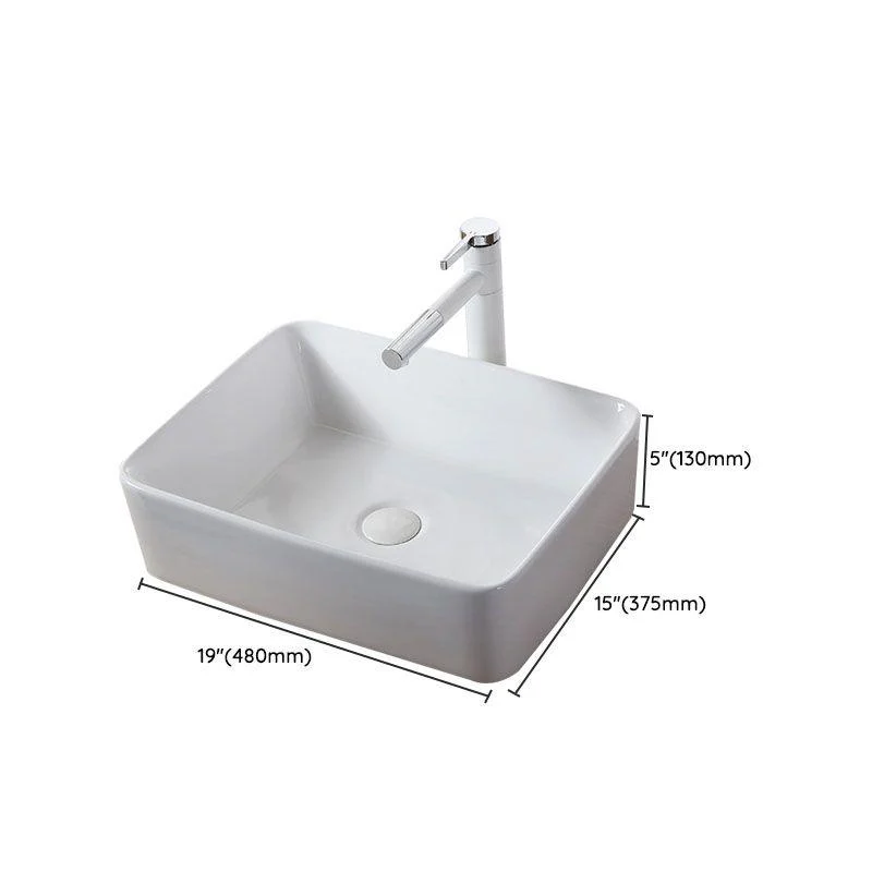 Modern Vessel Bathroom Sink Rectangular Porcelain Drain Vessel Sink(Not Included Tap) -Bathlova