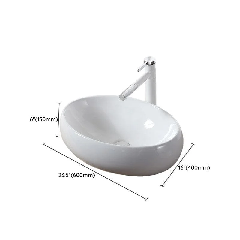 Modern Vessel Bathroom Sink Rectangular Porcelain Drain Vessel Sink(Not Included Tap) -Bathlova