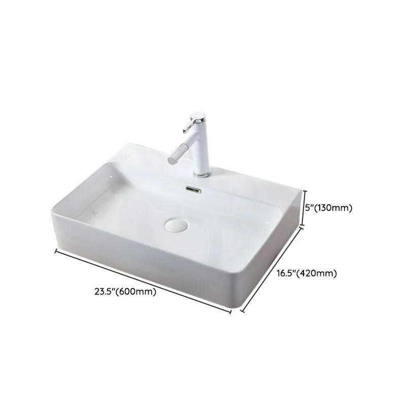 Modern Vessel Bathroom Sink Rectangular Porcelain Drain Vessel Sink(Not Included Tap) -Bathlova