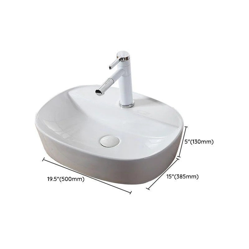 Modern Vessel Bathroom Sink Rectangular Porcelain Drain Vessel Sink(Not Included Tap) -Bathlova