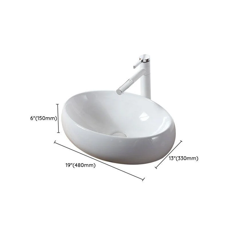 Modern Vessel Bathroom Sink Rectangular Porcelain Drain Vessel Sink(Not Included Tap) -Bathlova