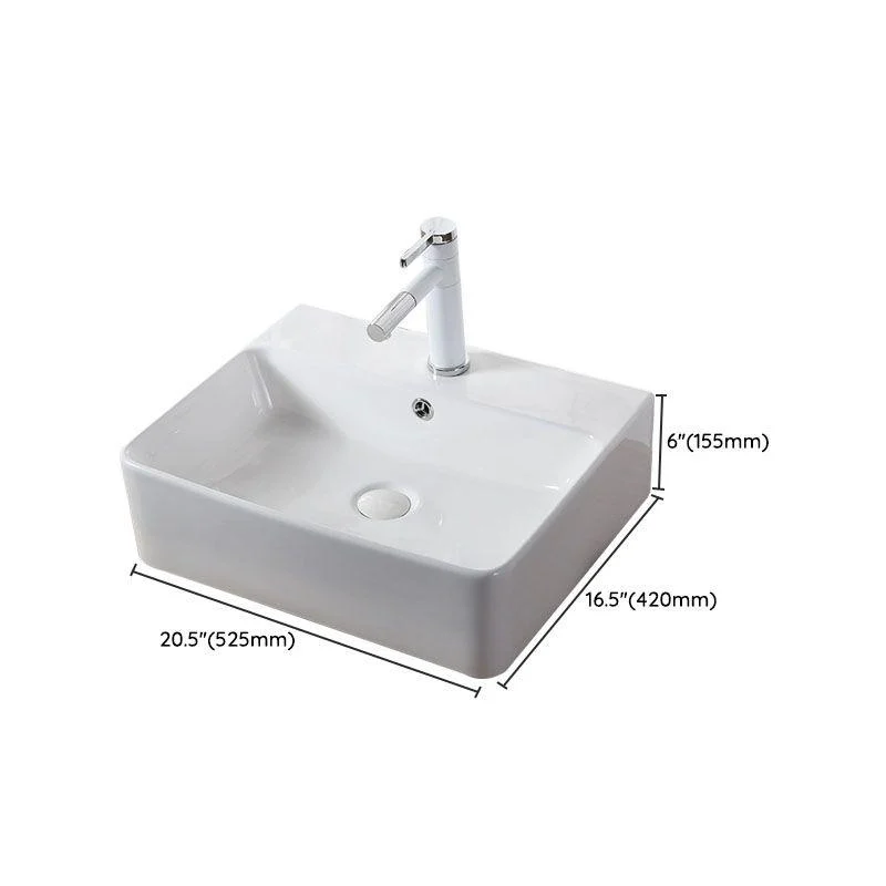 Modern Vessel Bathroom Sink Rectangular Porcelain Drain Vessel Sink(Not Included Tap) -Bathlova