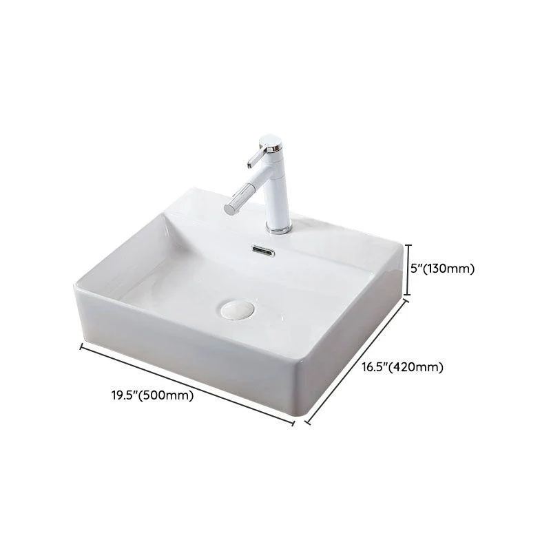 Modern Vessel Bathroom Sink Rectangular Porcelain Drain Vessel Sink(Not Included Tap) -Bathlova