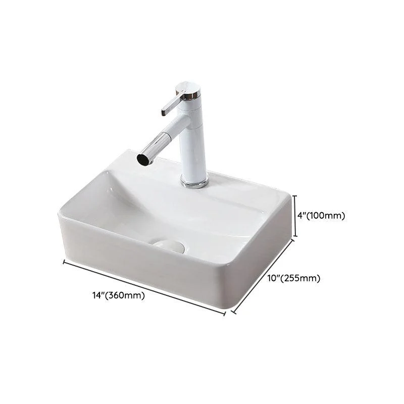 Modern Vessel Bathroom Sink Rectangular Porcelain Drain Vessel Sink(Not Included Tap) -Bathlova