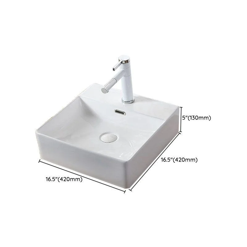 Modern Vessel Bathroom Sink Rectangular Porcelain Drain Vessel Sink(Not Included Tap) -Bathlova