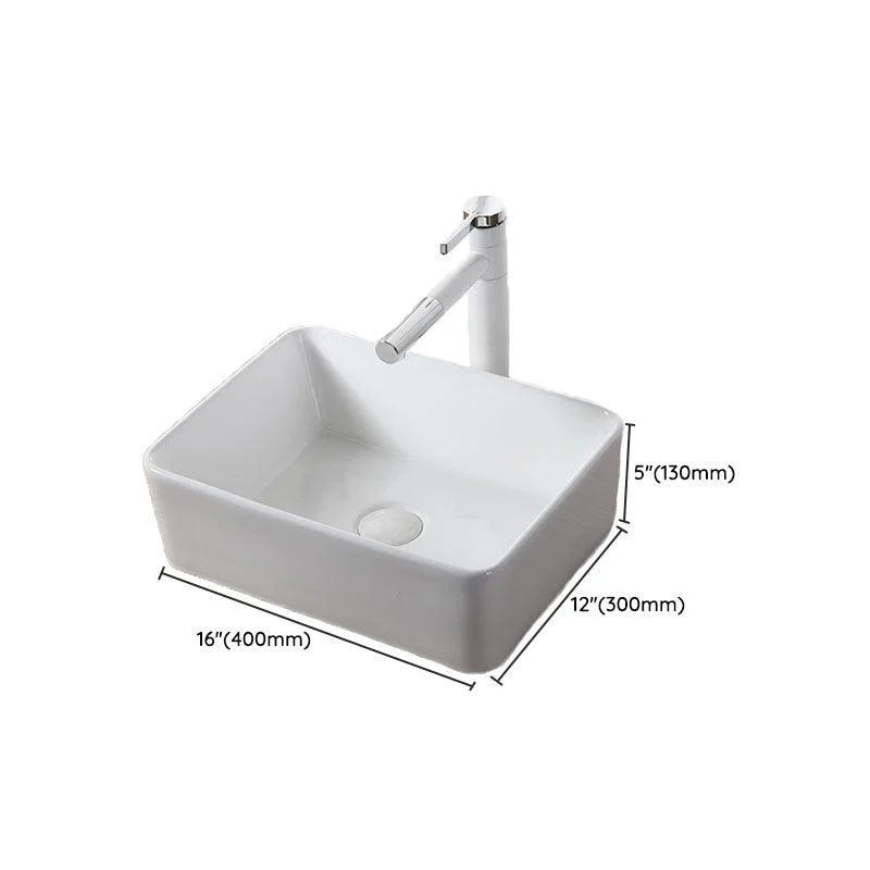 Modern Vessel Bathroom Sink Rectangular Porcelain Drain Vessel Sink(Not Included Tap) -Bathlova