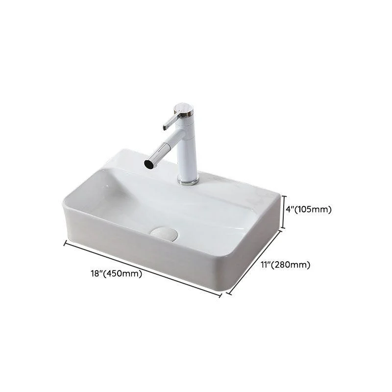 Modern Vessel Bathroom Sink Rectangular Porcelain Drain Vessel Sink(Not Included Tap) -Bathlova