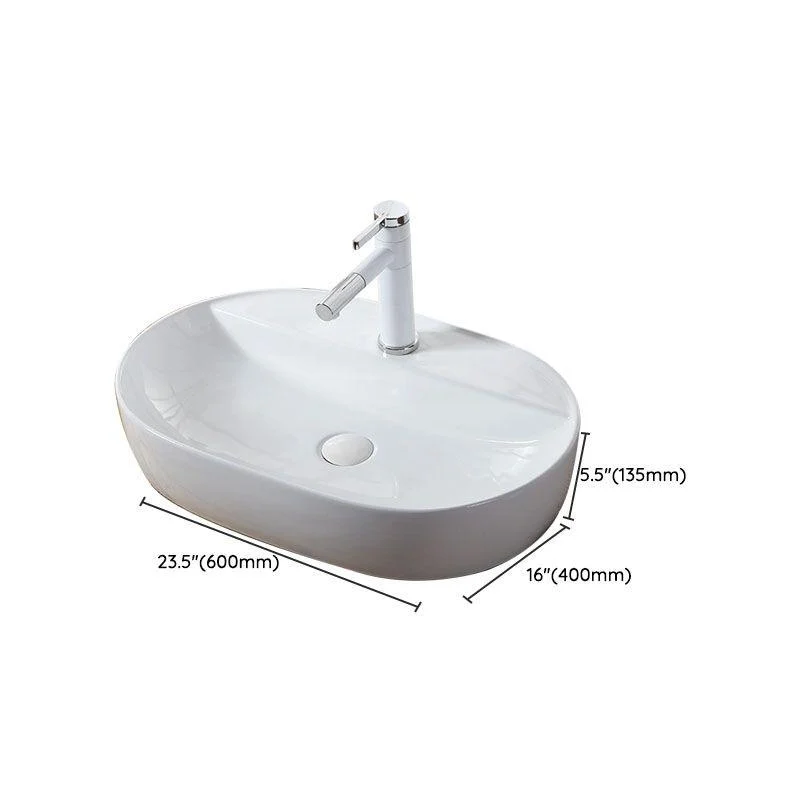 Modern Vessel Bathroom Sink Rectangular Porcelain Drain Vessel Sink(Not Included Tap) -Bathlova